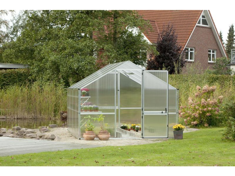 KGT Gewächshaus LILIE IV Alu GRAU - 297 x 429 cm - 10mm Vergl.