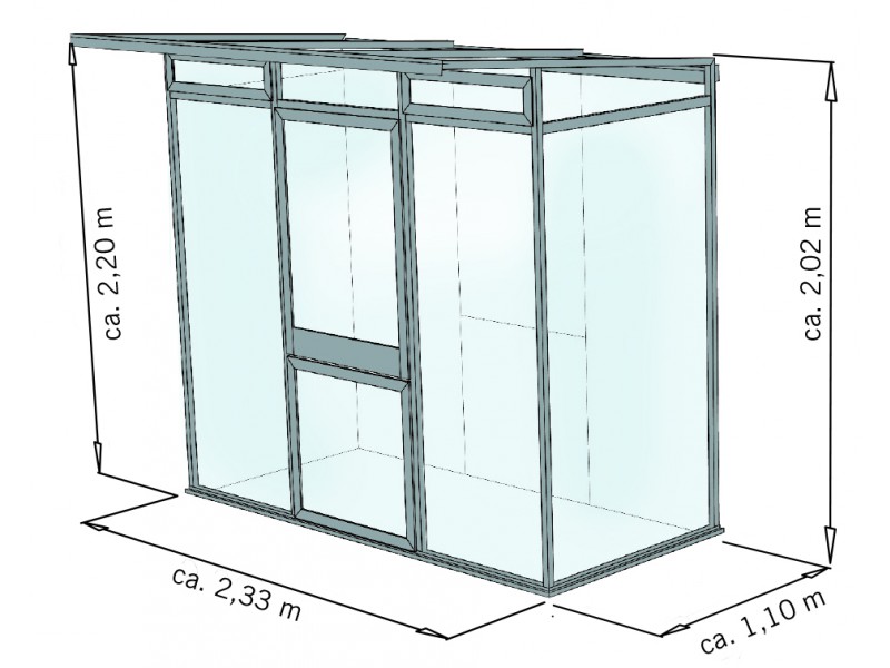 KGT Gewächshaus LINEA I Alu GRAU - 297 x 110 cm - 10mm Vergl.