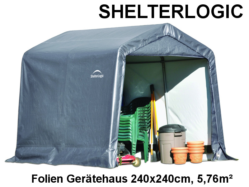 SHELTERLOGIC Gerätehaus Folienhaus in-a-BOX 5,76m² 240x240cm GRAU