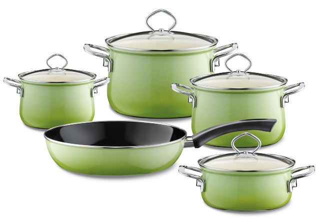 RIESS Email Kochtöpfe, Topfset 5-teilig SMARAGD 0558-036