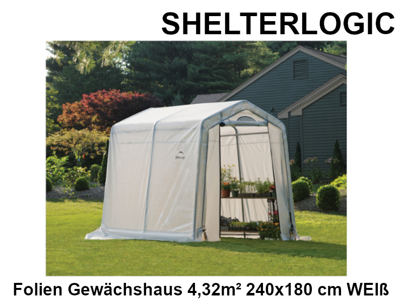 SHELTERLOGIC Folien Gewächshaus 4,32m² 240x180 cm WEIß