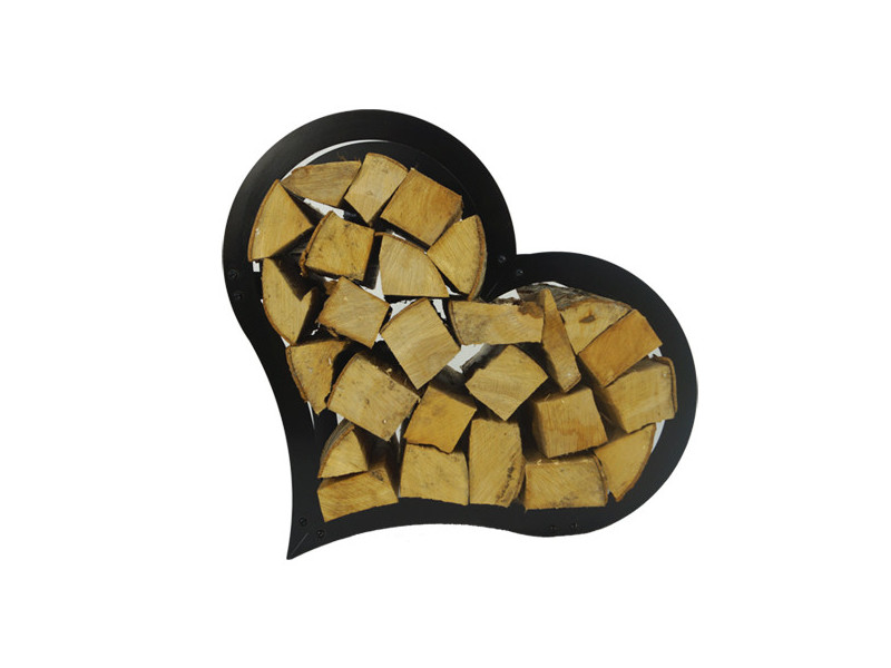 PRIMA TERRA Kaminholzregal "HERZ" Metall schwarz beschichtet 54x25 H52cm