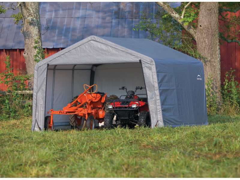 SHELTERLOGIC Gerätehaus Folienhaus in-a-BOX 13,7m² 370x370cm GRAU