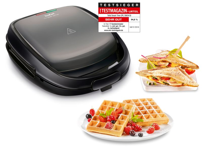 TEFAL Snack Time SW341D Sandwichtoaster Waffeleisen 2 in 1