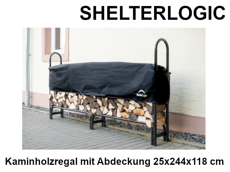 SHELTERLOGIC Kaminholzregal mit Abdeckung 25x244x118 cm