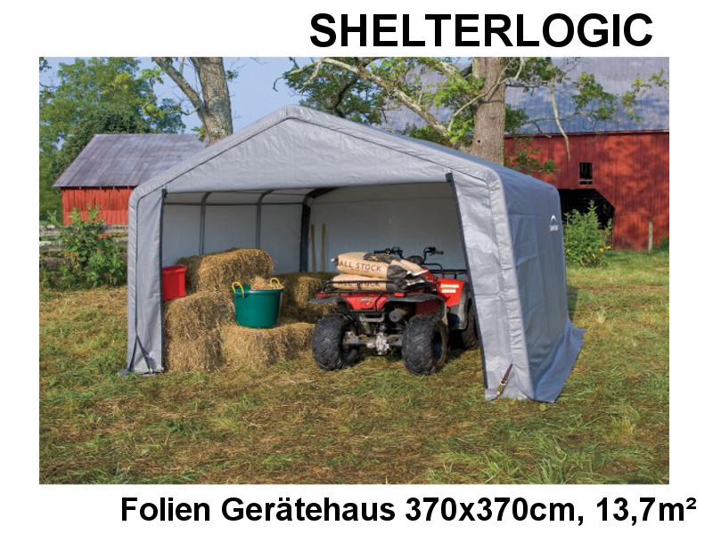 SHELTERLOGIC Gerätehaus Folienhaus in-a-BOX 13,7m² 370x370cm GRAU