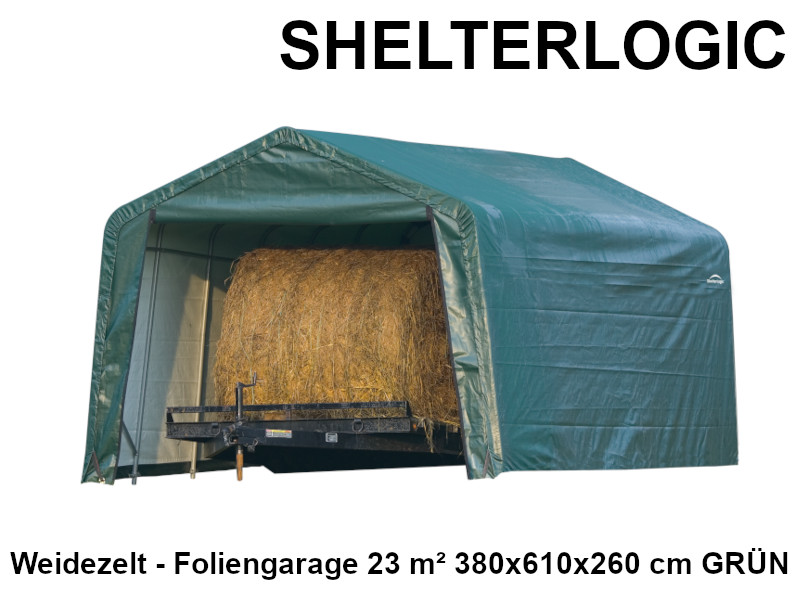 SHELTERLOGIC Weidezelt - Foliengarage 23 m² 380x610x260 cm GRÜN